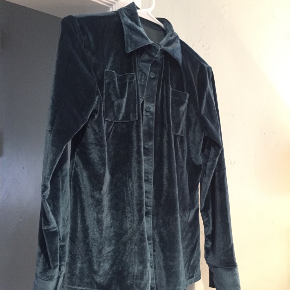 Velvet button down shirt
